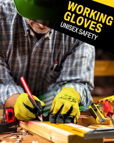Potchen 72 Pairs Garden Work Gloves Bulk Pack for Men and Women - color: Yellow