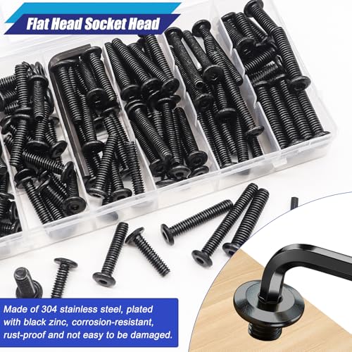Taiss 80PCS Flat Head Hex Socket Cap Screws Bolts 7 Sizes 1/4-20x3/4 1" 1-1/4" 1-1/2" 2",5/16-18x1 1-1/2" 304 Stainless Steel Furniture Bolts,Full Thread Furniture Screws with Hex Wrench - size: 80PCS 1/4-20''+5/16-18'' Assortment Kit