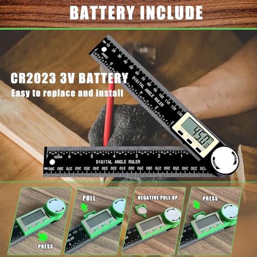 Angle Finder Protractor, 2-in-1 Miter Saw Protractor, 7 Inch/200mm ABS Angle Ruler, High Accuracy Miter Angle Measuring Tool for Woodworking, Metalworking, Carpenter, Construction - color: Black