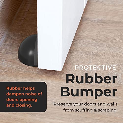 Stainless Steel Rubber Floor Mounted Hemisphere Door Stopper NYCO Architectural Hardware-Heavy Duty Door Bumper for Wall Protection- Modern Universal Door Slam Stopper-1.7”x 0.9" (Black Finish)
