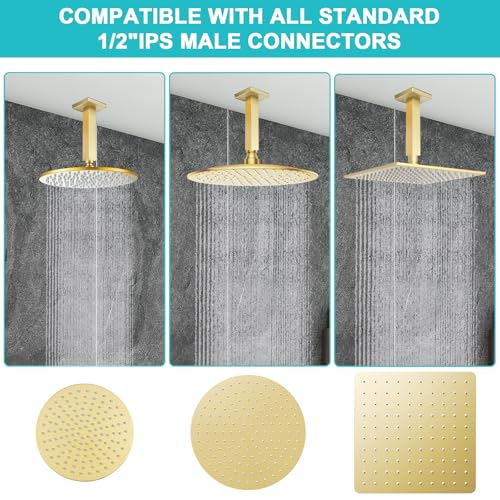 Enga Brass 6-Inch Straight Shower Arm with Flange, Brushed Gold - color: Brushed Gold, style: 6 Inch