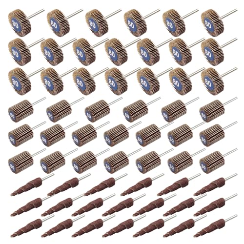 60 Pcs Flap Wheel Sander for Dremel, 80 Grit Flap Sanding Wheel Rotary Tool Accessories Kit for Removing Rust and Polishing,1/8-inch Shank