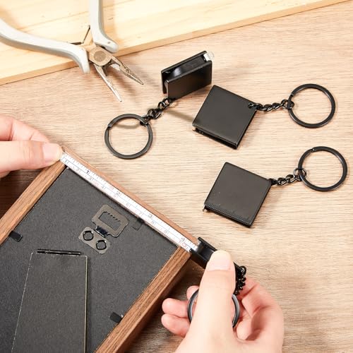Quelay 2 Pcs Mini Tape Measure Keychain,Small Measuring Tape, Black - color: Black