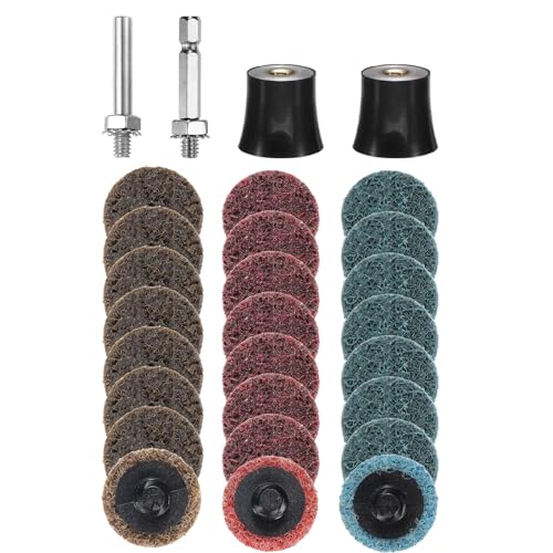 HARFINGTON 28pcs Quick Change Discs Set 1" Lock Sanding Discs with 1/4" Shank Pad Holder Coarse/Medium/Fine Grit Surface Conditioning for Polish Rust Removal - size: 1"