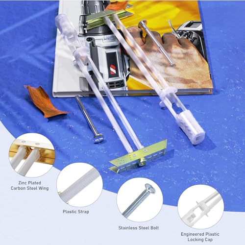Drywall Anchor with Included Bolts for 1/4”-20, Heavy Duty Hollow Drywall Anchors for TV Mounting Kit, Hollow Wall Anchors Holds up to 270lbs Each in 1/2” Drywall, 12 Packs - size: 1/4”-20: Pack of 12