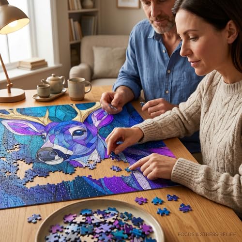 1000 Piece Puzzle for Adults, Glowing Antlers Jigsaw Puzzle for Adults - color: Glowing Antlers