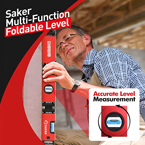 Saker Multi-function Foldable Level, 28-Inch Level Tool,Gift for Father Him Her,Multi-Angle Measurement Woodworking Tool,Precise Leveling In Any Position,Folding Level Tool To Save Your Time - style: 28 Inch Foldable Level