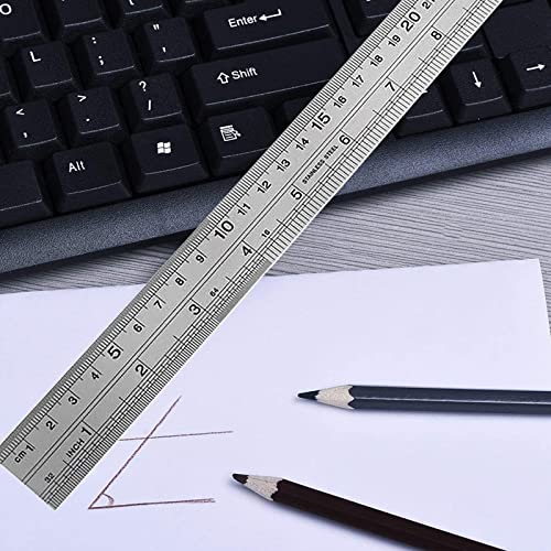 YouOKLight Stainless Steel Ruler 2-Pack, 12 Inch & 30 cm Metal Ruler Dual Scale, Flexible Yet Durable Metric and Imperial for Drawing, Engineering, Sewing, School, Office – Silver
