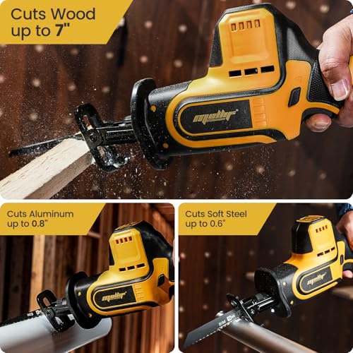 Brushless Reciprocating Saw Compatible with Dewalt 20V MAX Battery(Tool Only), 3,000 SPM One-Handed Cordless Sawzall, 1" Stroke Length, Pivoting Shoe, LED Light, Variable Speed for Wood/Meatl/PVC