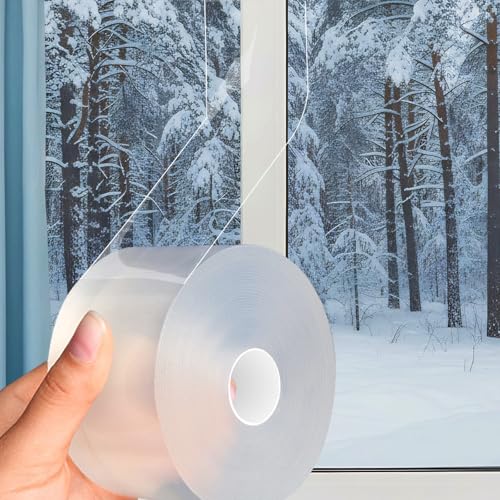 Window Insulation Tape for Winter Heavy Duty Weather Stripping Sealing Film Tape Draft Stopper 2 in x 66 Ft Keep Warm & Save Energy Easy Apply & Remove for Doors and Windows - size: 2 IN * 66 FT