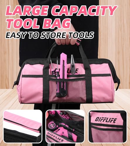 Tool Set for Women, Lady's Power Screwdriver Cordless 126-Piece - style: 126 Piece Pink
