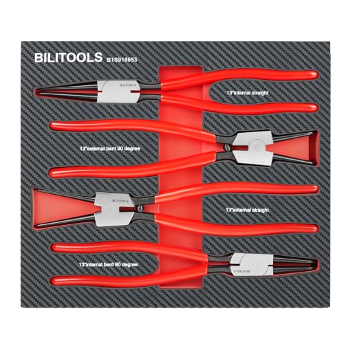 BILITOOLS 4PC 13" Extra Long Snap Ring Pliers Set - size: 13'' Internal & External Snap Ring Pliers Set