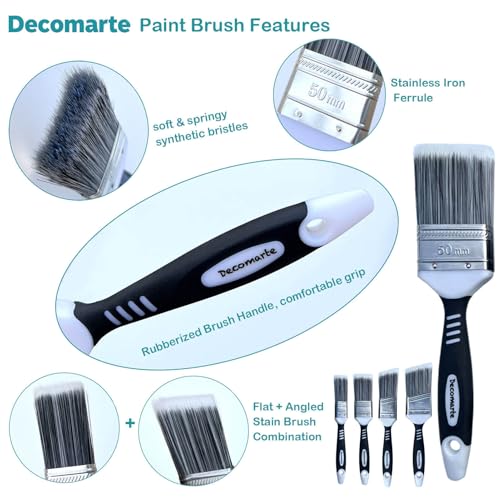 Paint Brush Set for Cabinet Fence Decking and Wall Touch-Ups 5-Pk