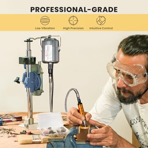 1200W Flex Shaft Grinder, 30000RPM 46pcs Flex Shaft Rotary Tool Kit | 0-1/4" Universal Chuck Hanging Grinder for Polishing, Carving, Sanidng, Engraving, Silver, Wood, DIY Creating