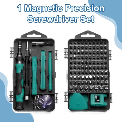 HARFINGTON 123 in 1 Magnetic Precision Screwdriver Set Electronics Repair Tools Kit with 96 Bits Flexible Shaft and Extension Rod for Cellphone Game Console Laptop PC Computer Camera, Green - color: Green