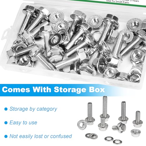 15 Sets M8-1.25 x 25mm Flanged Hex Head Bolts and Nuts Kits - size: M8-1.25 x 25mm