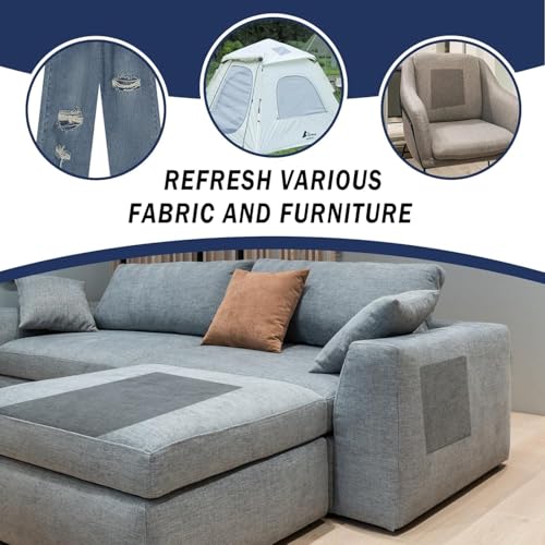 Fabric Repair Patch, Self Adhesive Furniture Tape for Cloth, Sofa - color: Canvas Medium Grey, size: 17X158 Inch