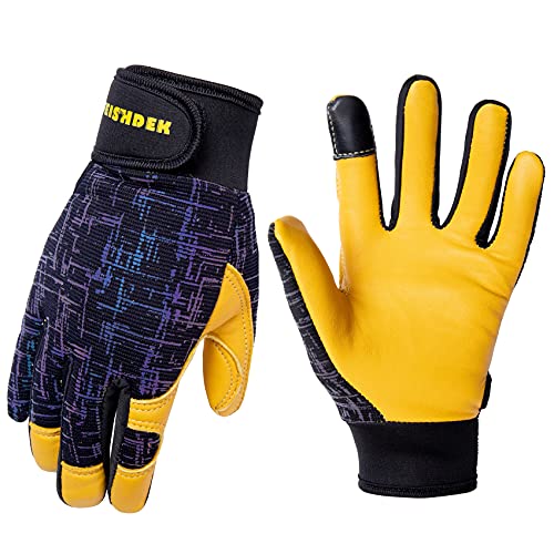 Kids Genuine Leather Work Gloves Age 2-12, Touchscreen, Reflective - color: Black, size: X-Small (2-3 Years Old)