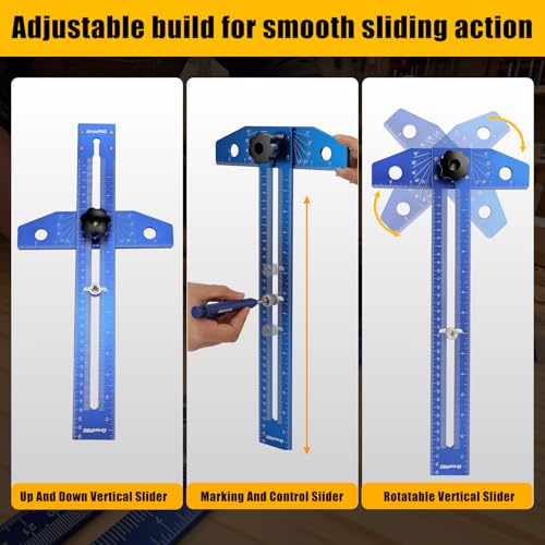 GRENPRO Speed Combination T-Square Woodworking Carpenter Angle Finder Ruler - color: Blue