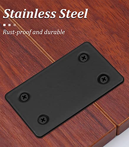 Bonsicoky 8Pcs Flat Straight Brace Brackets, 2.4 x 1.5 / 60 x 38mm - size: 2.4" x 1.5" - 8 PCS, style: Black