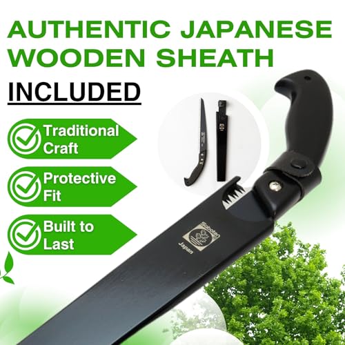 Saboten Japanese Pruning Saw with Wood Sheath, Fluorine-Coated High-Carbon Steel Blade, Precision Pull Cut Hand Saw for Tree Branches – forest Originals, Made in Japan - size: 240mm (9.4 inch)