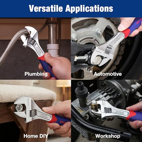 WORKPRO 3-piece Adjustable Wrench Set CR-V with Rubberized Anti-Slip Grips 10-inch, 8-inch, 6-inch