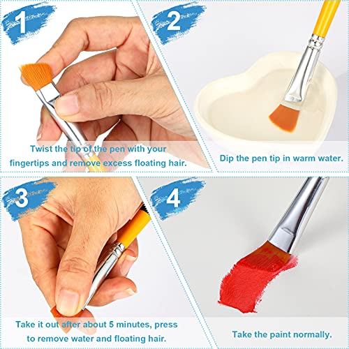 Containlol 6 Pcs 1/2 Inch Acrylic Paint Brushes Angled Flat Art Brush Set