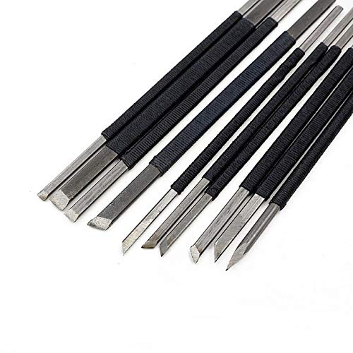 High Carbon Steel 10pcs Stone Carving Chisels/Knives Kits with Alloy Steel Handle