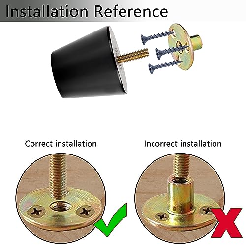 Maricome 2 Inch Legs for Ottoman Wood Furniture Feet with M8 Bolt Black - color: 2 Inch Black
