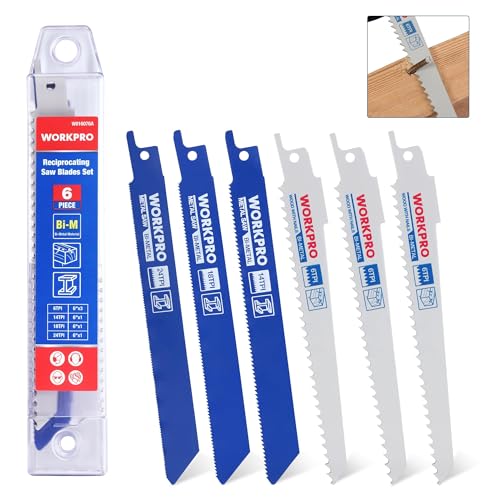 WORKPRO 6-Piece 6" Reciprocating Saw Blade Set with Organizer Case