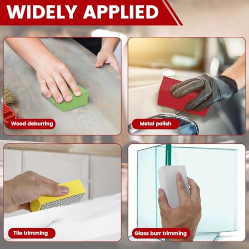 6 Pcs Diamond Hand Polishing Pads, 60/120/240/320/600/1000 Grit Wet Dry Diamond Sanding Blocks with Sponge Backing, Anti-Clogging Grid,Reusable for Sands Glass Wood Ceramic Marble Metal Tile Tools