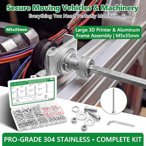 307 Pcs M5 Hex Socket Cap Screws Nuts Flat Washers Kit, 304 SS - size: SS M5 307pcs 3