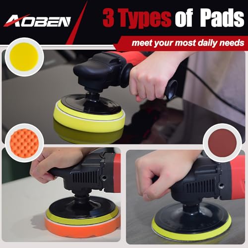 AOBEN Car Buffer Polisher,Rotary polisher,1600W Car Polisher Waxer with 6 Variable Speed,4 Polishing Pads,Detachable Handle for Car Polishing and Waxing - size: AT3501-C2