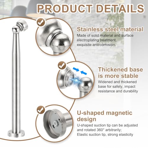 uxcell 11.4" Magnetic Door Stoppers, Wall Floor Mounted Magnetic Door Catch Holder, Stainless Steel Door Stops for Bedroom, Bathroom, Kitchen, Office, Silver - size: 11.4"
