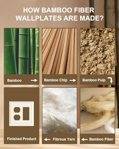 2-Pack Natural Bamboo Fiber Combo Duplex/Decorator Outlet Cover Plate - color: Light Almond, size: 1 Duplex/1 Decorator 2PK