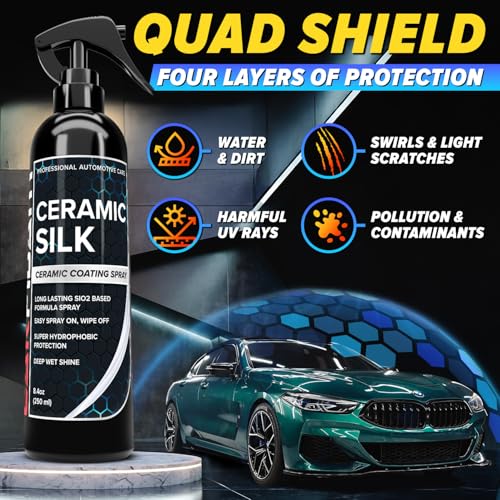 Carfidant Scratch & Swirl Remover with Ceramic Silk – Car Scratch Remover for Vehicles Paint Repair with Ceramic Coating Spray – Polishing & Washing Kits with Applicator Pad & Microfiber Towel - style: Scratch Remover + Ceramic Silk
