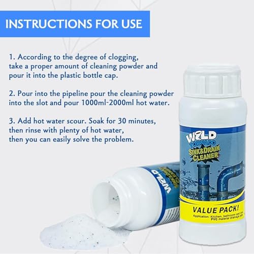 Sink and Drain Cleaner, Wild Tornado Pipe Dredge, Drain Cleaner for Toilet Kitchen, Pipes Cleaning Tool (4)