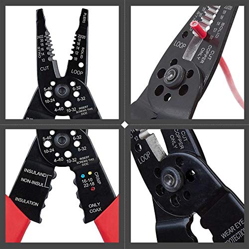 WGGE WG-015 Professional Wire Stripper, Wire Cutter and Wire Crimper 8-inch
