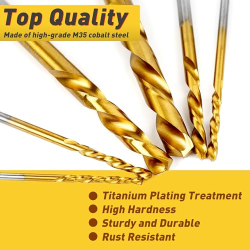 7PCs M35 Cobalt Left Hand Drill Bits Set 5/64",7/64",5/32",1/4",19/64" - size: 5/64 in - 19/64 in (7Pcs)