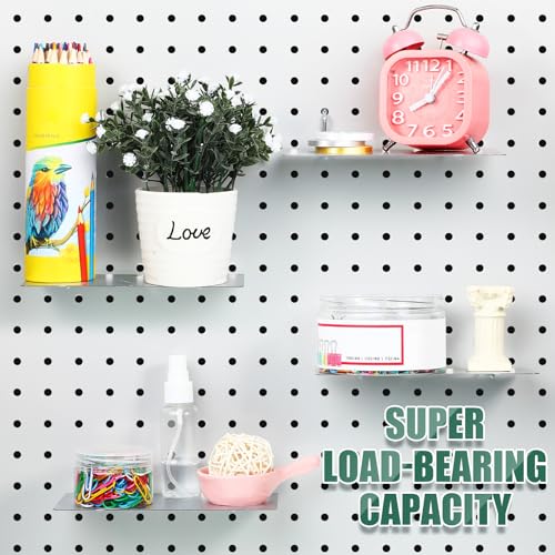 Funrous 4 Pack Pegboard Shelves, Peg Board Accessories,10 x 4 Inch,Silver - color: Silver, size: 10 x 4 Inch