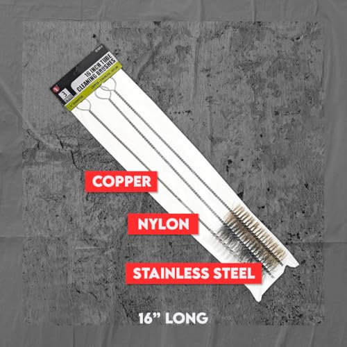 3 Piece Set of 16-Inch Tube Cleaning Brushes Copper, Stainless, Nylon for Various Surface Use (1.5-Inch Diameter) - size: 1.5-Inch Diameter
