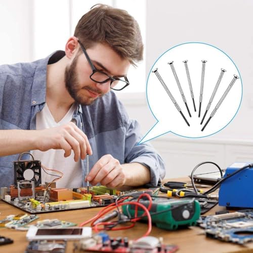 6PCS Mini Screwdriver Set, Small Professional Repair Tool Kit with 6 Different Size Flathead and Phillips Screwdrivers, Precision Screwdriver Sets for Jewelry, Watch, iPhone, Eyeglass Repair - style: 6PCS