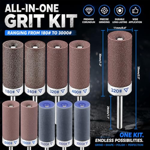 30Pcs Sanding Drums for Dremel Rotary Tool with 1/8" Shank, Sanding Sticks for Plastic Wood Metal Grinding Polishing, 180/240/320/400/600/1000/1500/2000/3000 Grits - color: 30Pcs-Mixed Grits