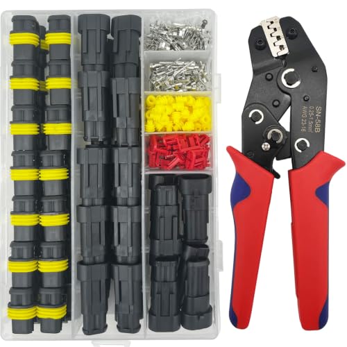 25 Kit 2 Pin Connector Automotive Waterproof 2 Wire Connectors with Crimper - color: 2pin/25kit with Crimper