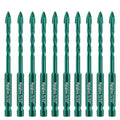Mgtgbao10pc Green 5/32”Masonry Drill Bits, 4MM Concrete Drill Bit Set for Tile,Brick, Plastic and Wood,Tungsten Carbide Tip Best for Wall Mirror and Ceramic Tile - size: 5/32 in