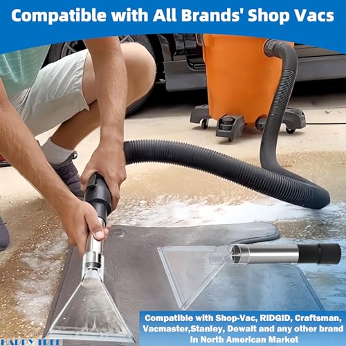 Happy Tree Universal Fit All Shop Vacs with 2-1/2" and 1-7/8" and 1-1/4" Adapters, Large 7-1/2" Extraction Accessory for Upholstery & Carpet Cleaning and Auto Detailing, Shop Vac Extractor Attachment - size: Large