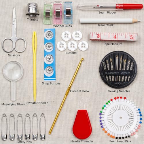 142-Piece Travel Sewing Kit for Adults & Kids, Small Needle & Thread Kit
