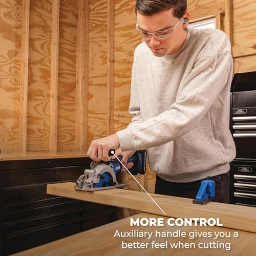 Kreg 20V Ionic Drive 4 1/2" Circular Saw - Powerful Brushless Motor & Built-In Safety Features - LED for Cutline Visibility - Integrated Dust Port Keeps Workspace Clean - Bare Tool - KPTCS450A | Powerful Brushless Motor and Built-In Safety Features, LED f