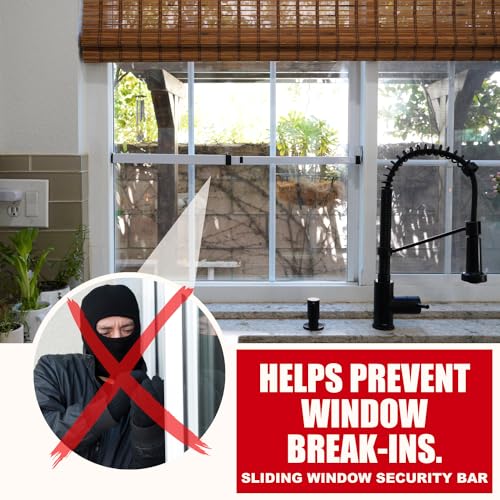 SecurityMan Window Security Bar - Easy Install for Horizontal/Vertical Windows - Adjustable Window Lock Bar (Child Proof/Heavy Duty Iron) - Extendable (14.25" to 37") Security Bars for Windows - White - color: White