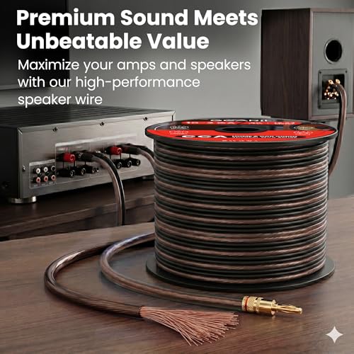 GEARit 12 Gauge Speaker Wire 100FT, 12/2 CCA Cable for Home Theater - color: Translucent Black/Clear, size: 12AWG / 100 Feet